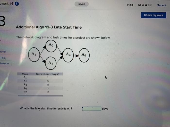 ework #6 Saved Help Save & Exit Submit Check my