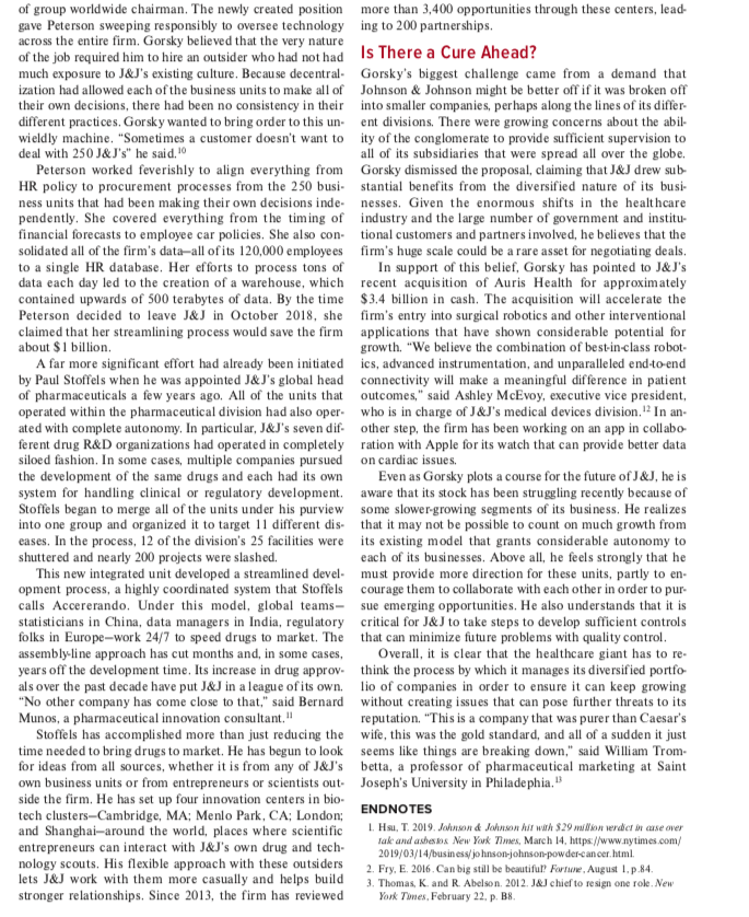 Johnson & Johnson Case Analysis 1. What factors