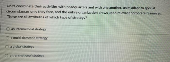 Units coordinate their activities with