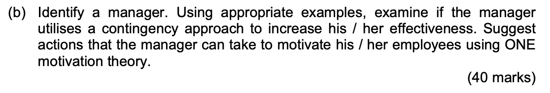 (b) Identify a manager. Using appropriate