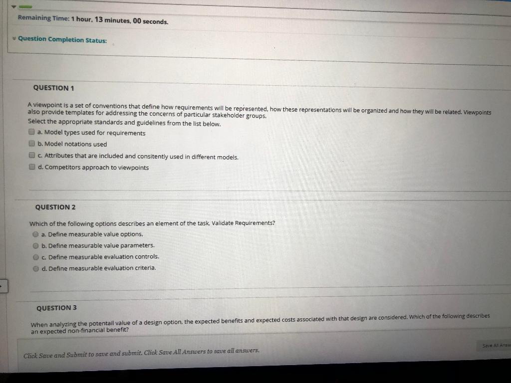 Remaining Time: 1 hour, 13 minutes, 00 seconds.