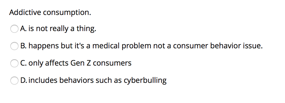 Answer the following consumer behavior question: