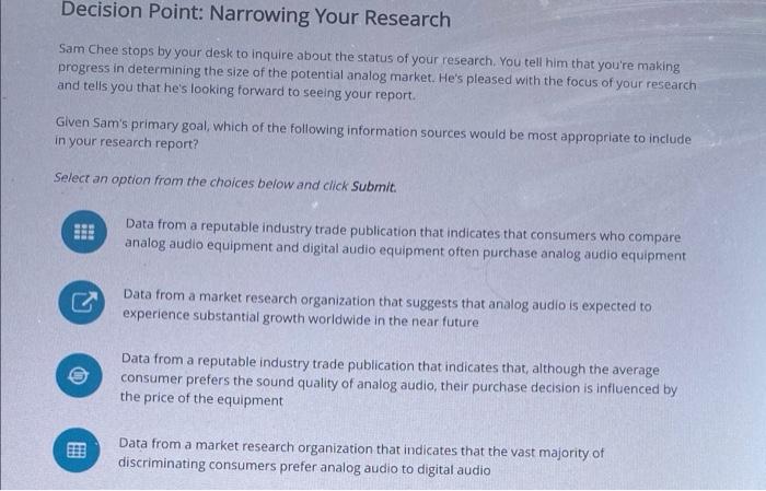 Decision Point: Narrowing Your Research Sam Chee