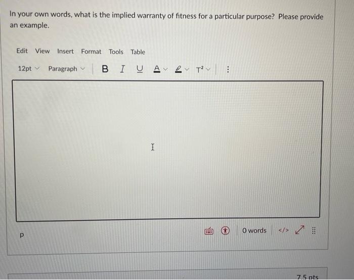 In your own words, what is the implied warranty