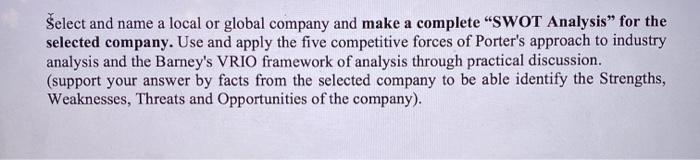 elect and name a local or global company and make