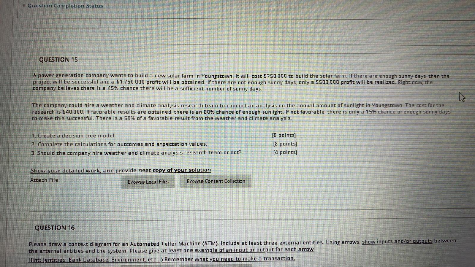only solve Q15 now please Question Completion