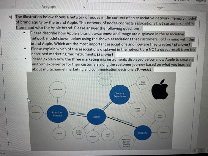 Answer Paragraph Styles b) The illustration below