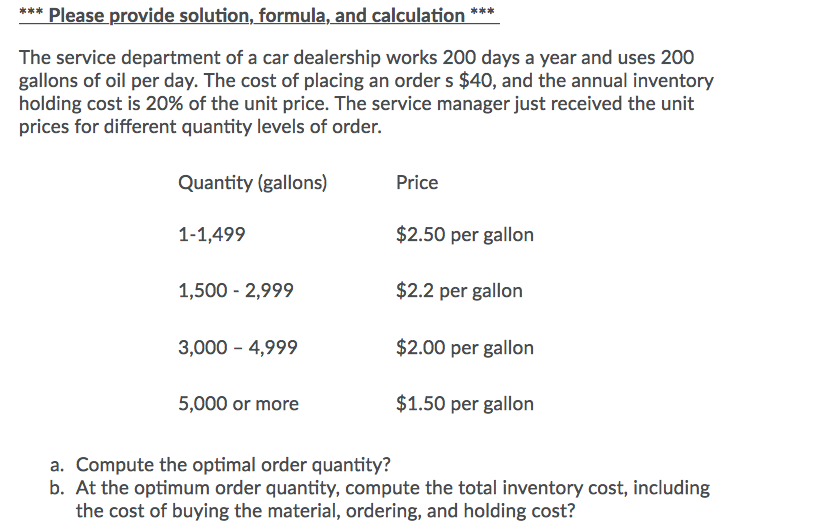 Please provide solution, formula, and calculation