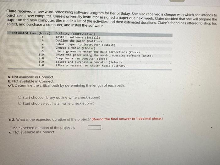 Claire received a new word-processing software