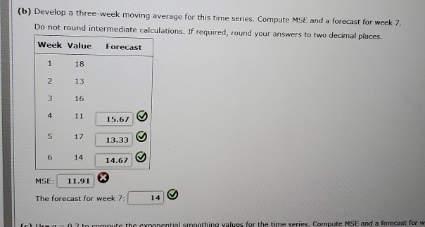 (b) Develop a three week moving average for this