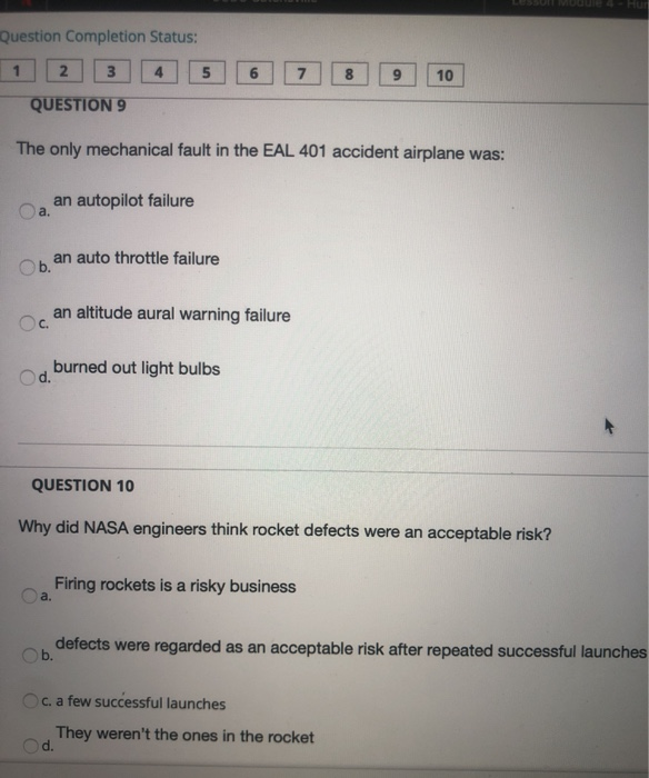 Question Completion Status: 1 2 5 7 8 10 QUESTION