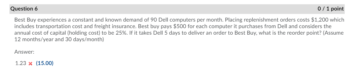 The correct answer is 15 but I am not sure how to