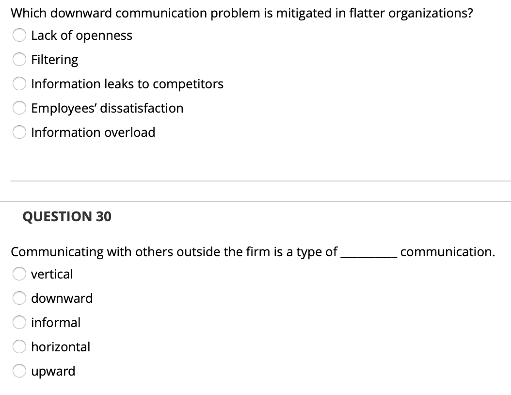 Which downward communication problem is mitigated