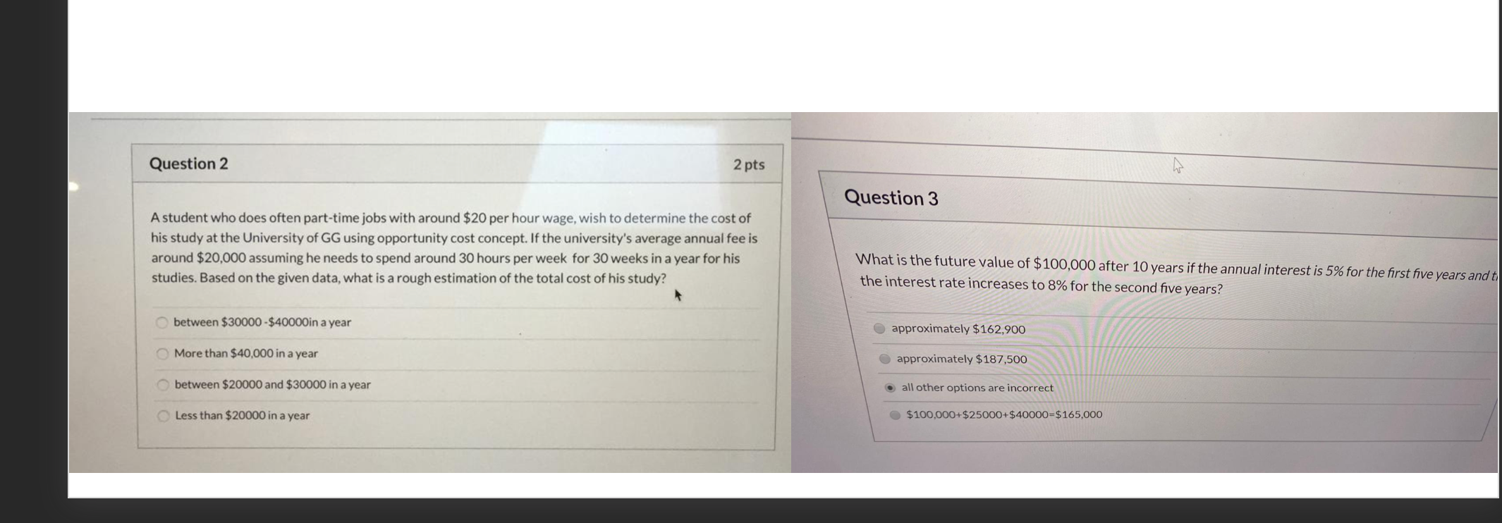 Question 2 2 pts Question 3 A student who does