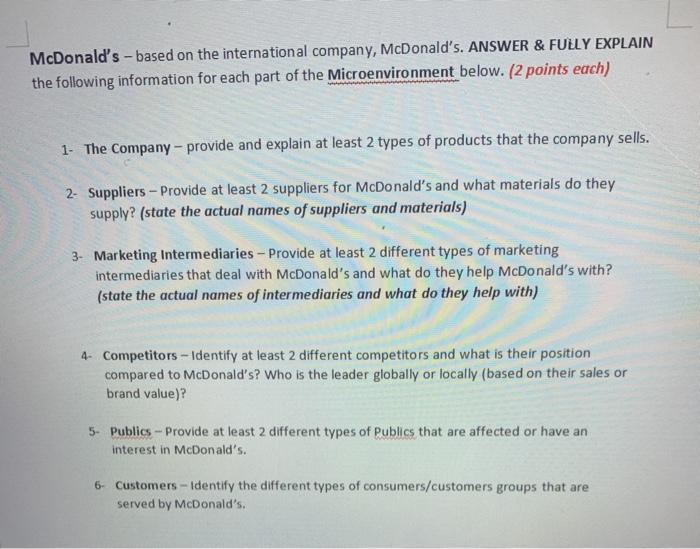 McDonald's - based on the international company,