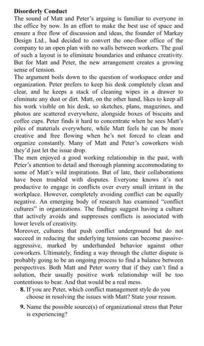 Disorderly Conduct The sound of Matt and Peter's