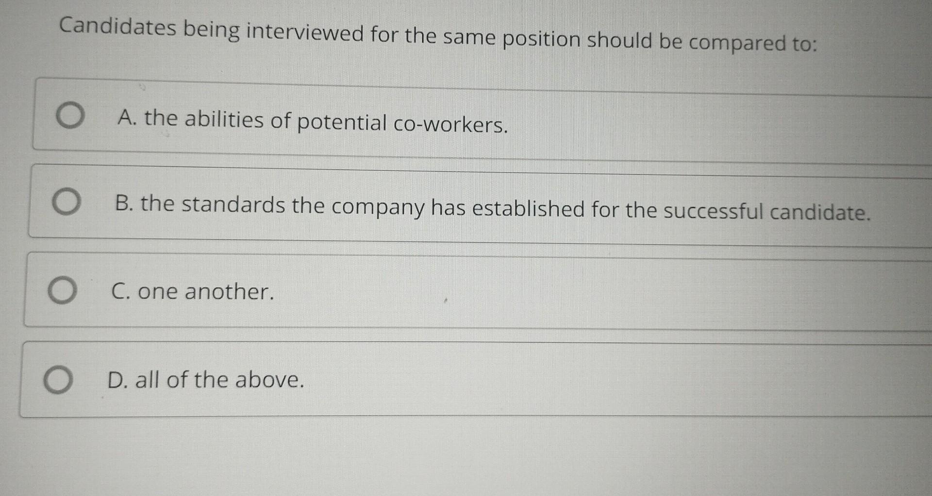 Candidates being interviewed for the same