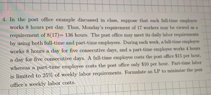 operations reasearch 4. In the post office