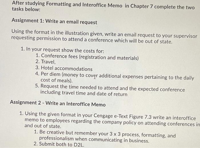 After studying Formatting and Interoffice Memo in