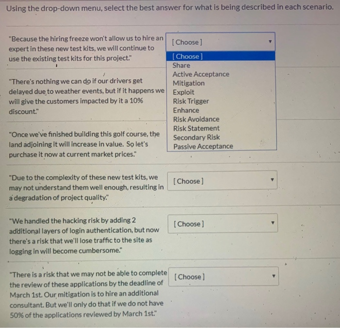 Using the drop-down menu, select the best answer