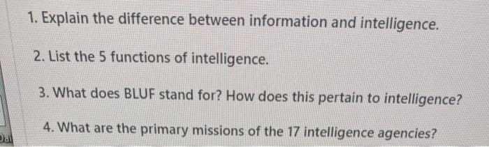 1. Explain the difference between information and
