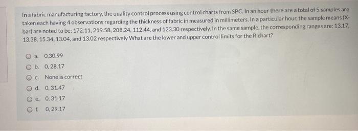 In a fabric manufacturing factory, the quality