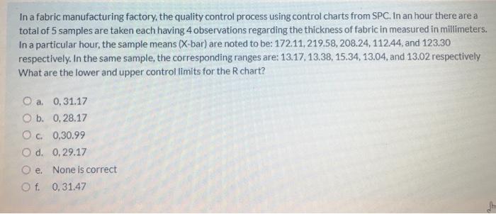 In a fabric manufacturing factory, the quality