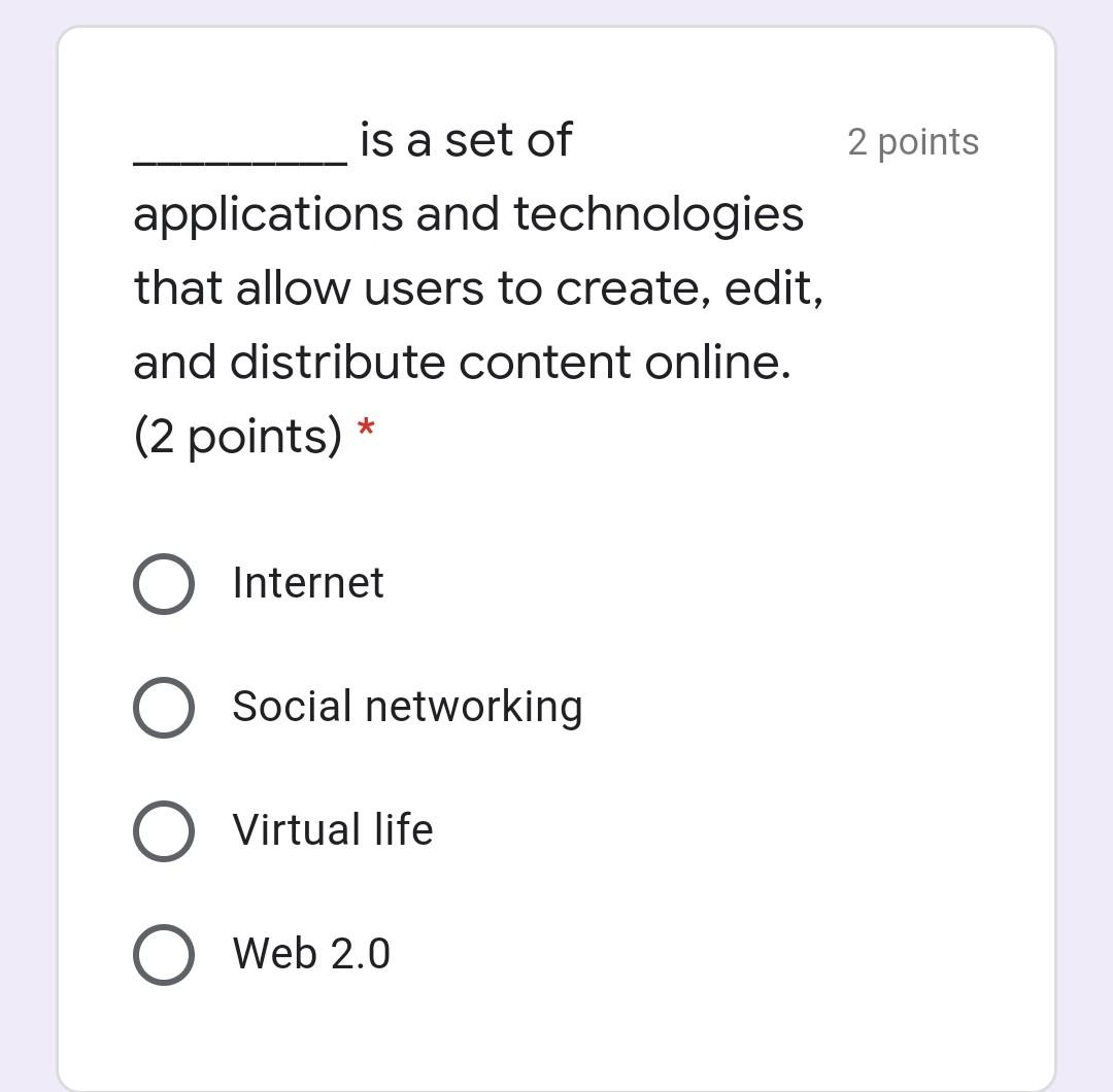 2 points HyperText Markup Language (2 points) *