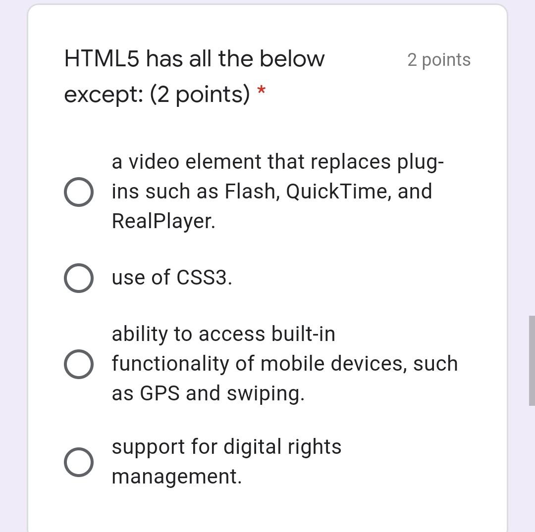 2 points HyperText Markup Language (2 points) *