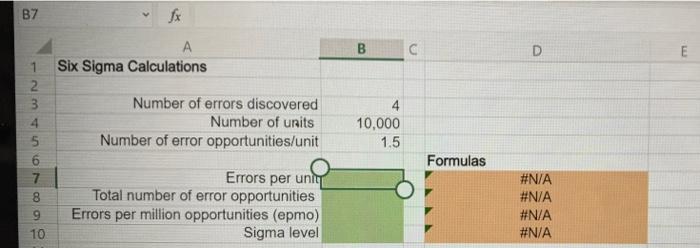 Excel Online Activity: Six Sigma Suppose that the