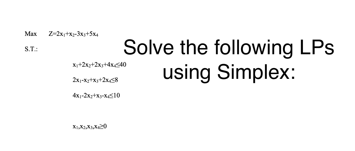 don't use the simplex calculator online do it on