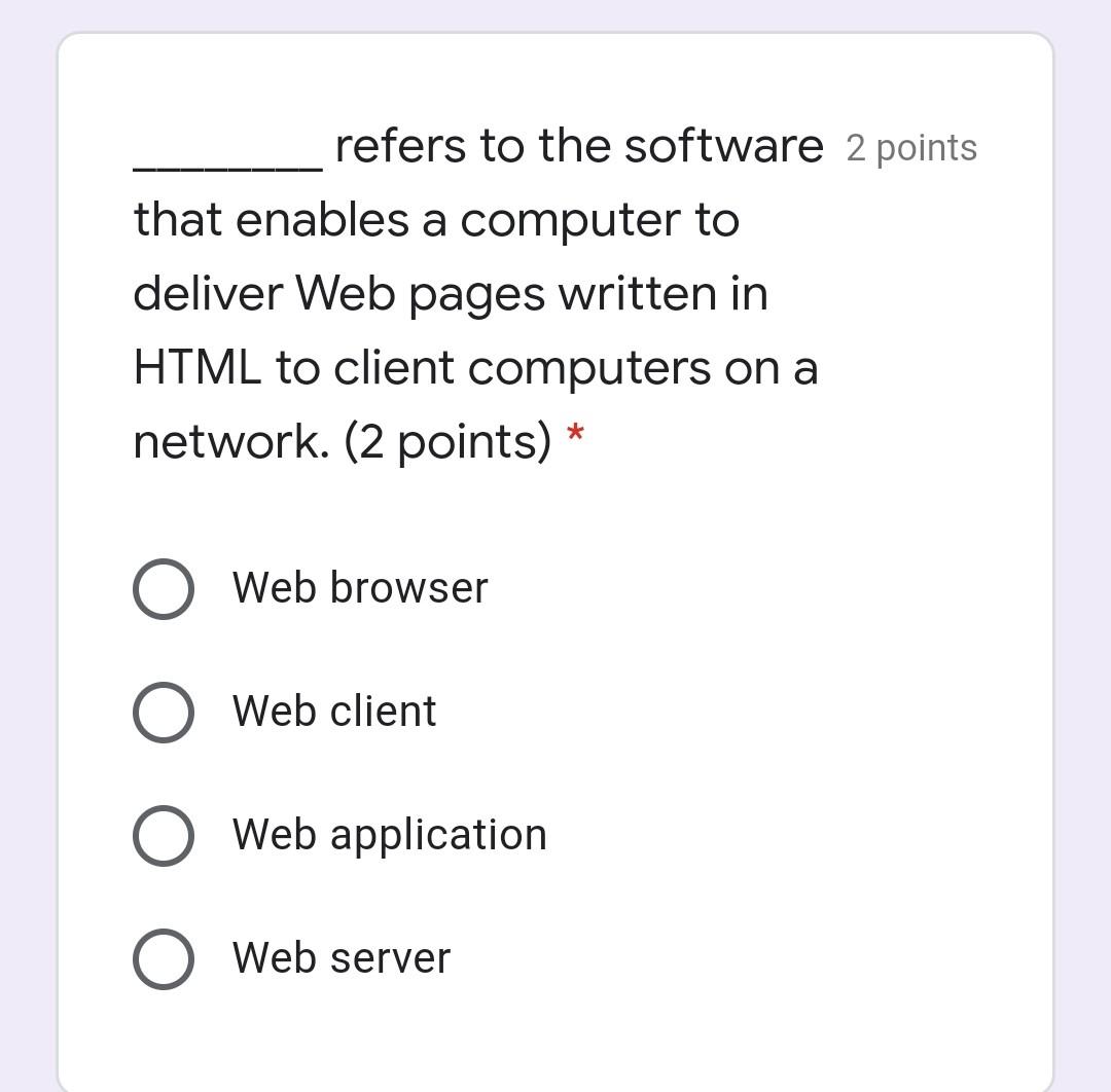 2 points HyperText Markup Language (2 points) *