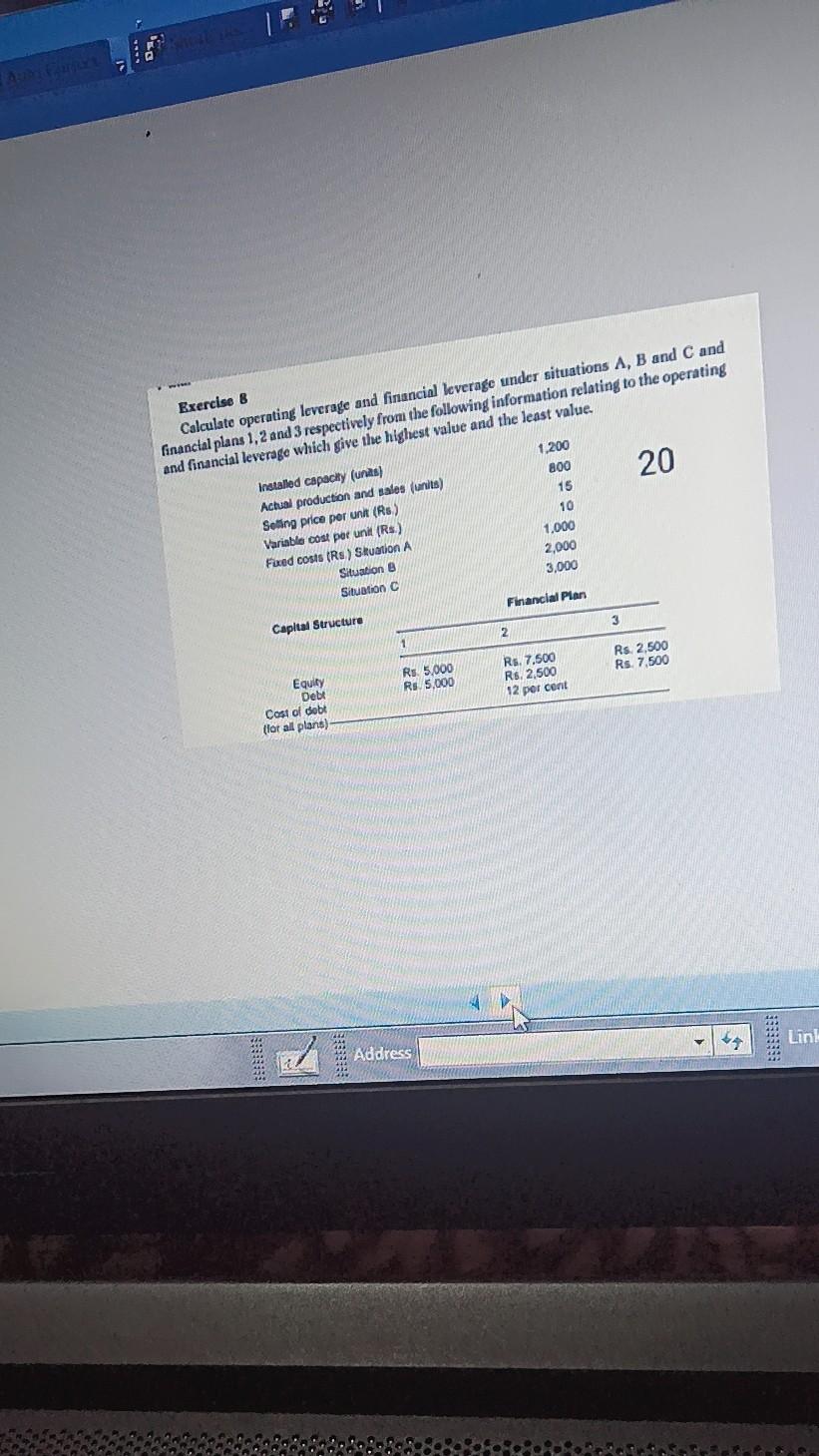 Exercise & Calculate operating leverage and