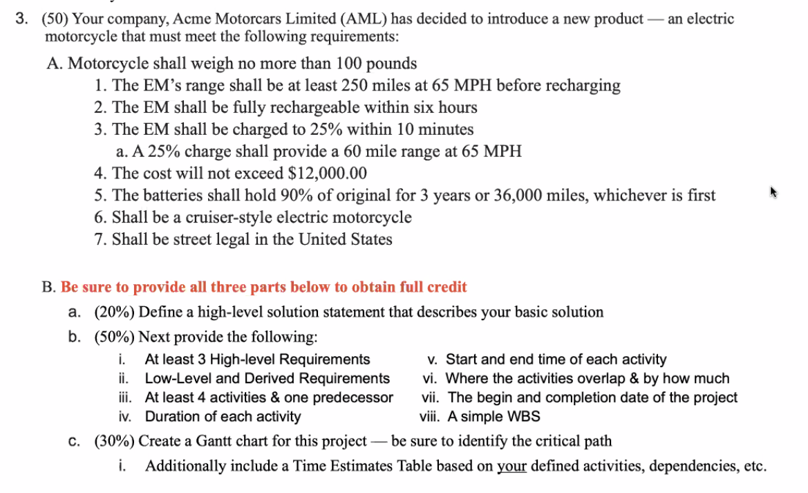 3. (50) Your company, Acme Motorcars Limited