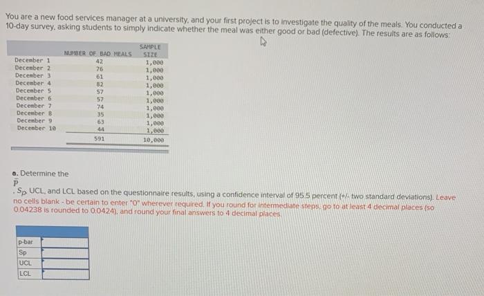 You are a new food services manager at a