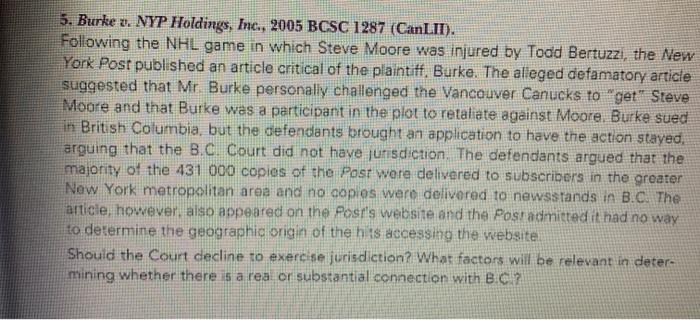 5. Burke v. NYP Holdings, Inc., 2005 BCSC 1287