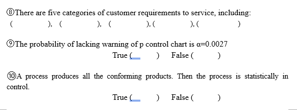 OThere are five categories of customer