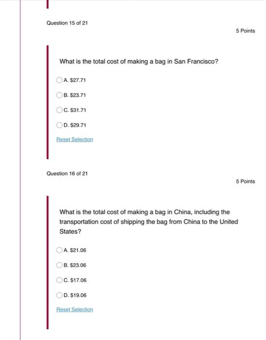 Please answer question 15 - 20. Thank you! The