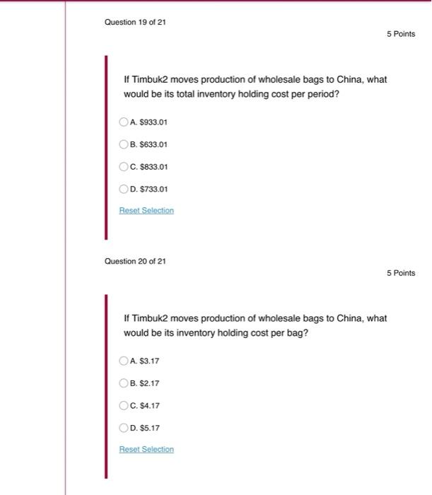 Please answer question 15 - 20. Thank you! The