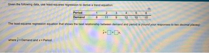 Given the following data, use least-squares