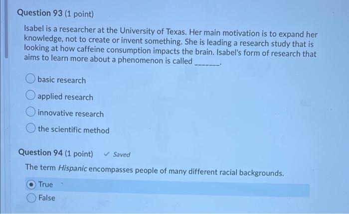 Question 99 (1 point) Saving money is a major