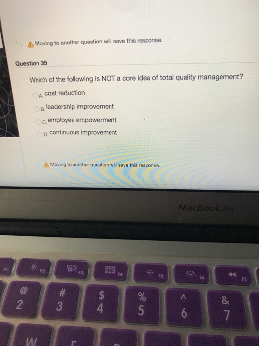 Moving to another question will save this