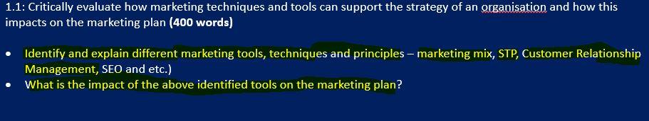 1.1: Critically evaluate how marketing techniques