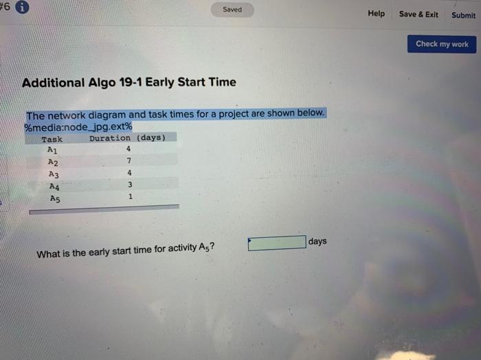 #6 A Saved Help Save & Exit Submit Check my work