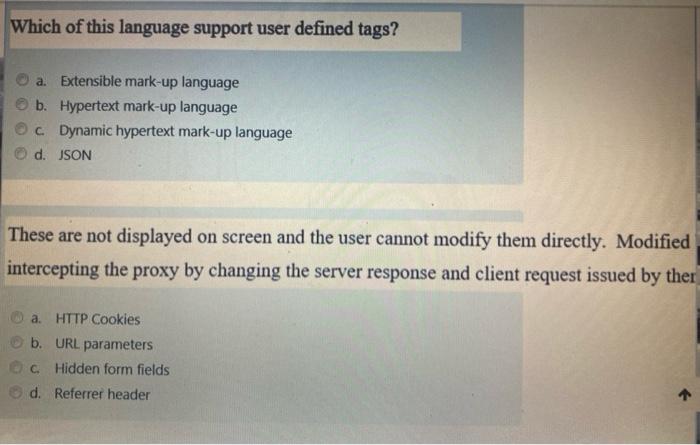 Which of this language support user defined tags?