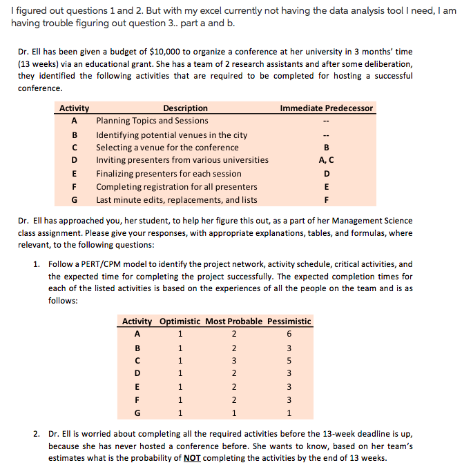 I ONLY NEED HELP WITH QUESTION 3 PART a & b. My