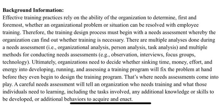 Background Information: Effective training