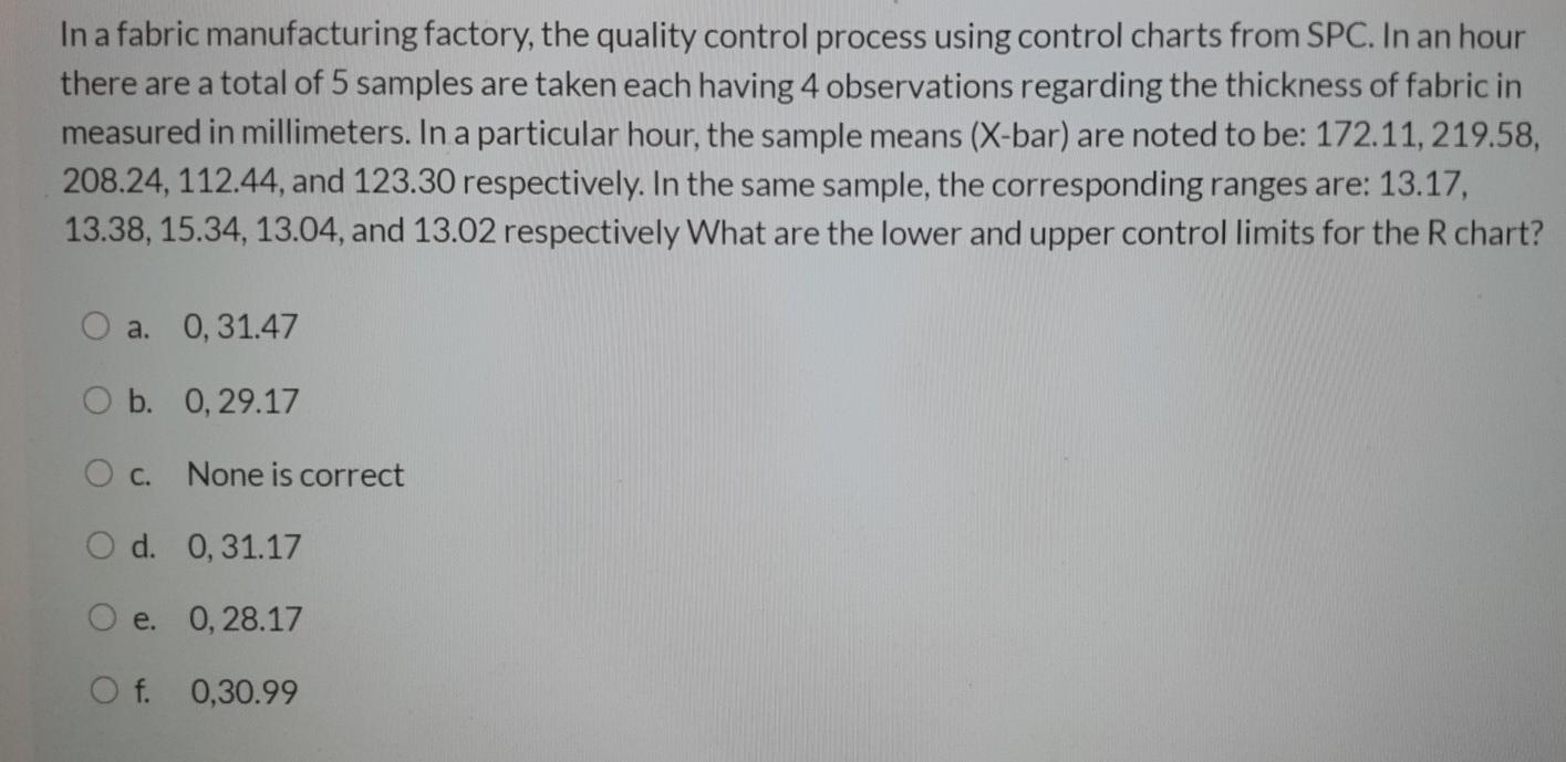 In a fabric manufacturing factory, the quality