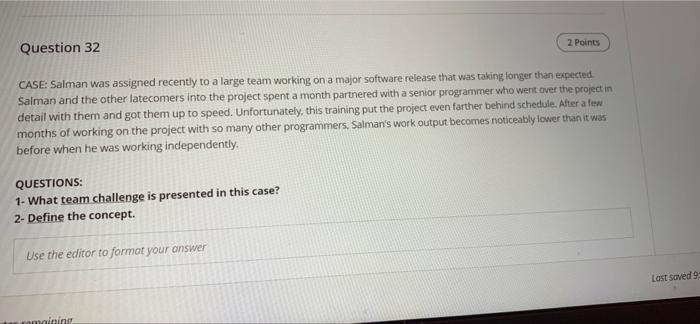 case study answer all questions. Each correct