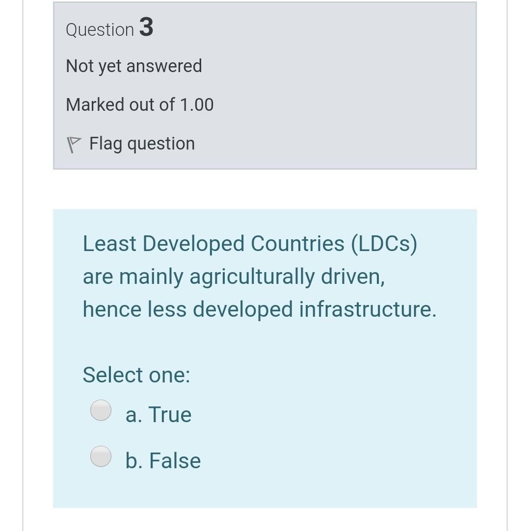 Question 3 Not yet answered Marked out of 1.00